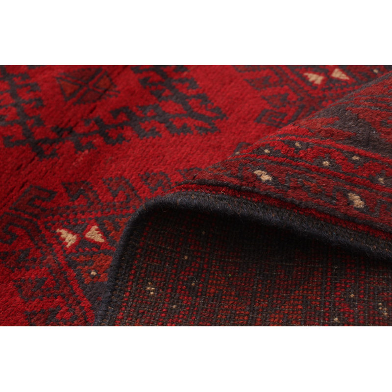 Tapis de zone en laine rouge/noir 4 pi 1 po x 6 pi 4 po à main one-of-kind-noué la 2010 esari Allaina