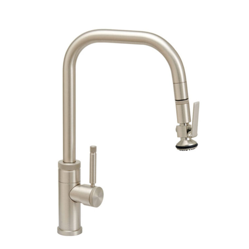 Fulton Industrial Plp Pulldown Faucet - Angled Spout - Lever Sprayer, Satin Nickel