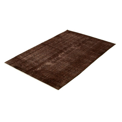 Overdyed One-of-a-Kind 4'7'' X 7'9'' 1980s Wool Area Rug in Dark Brown