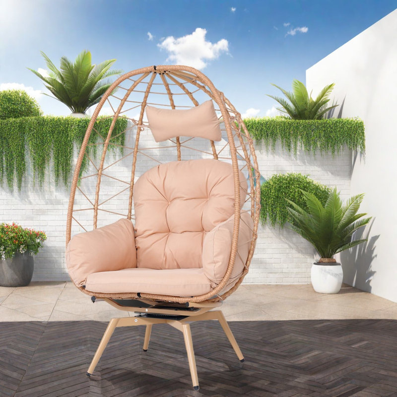 Swivel Patio Lounge Chairs, Pe Rattan Egg Style For Indoor Outdoor