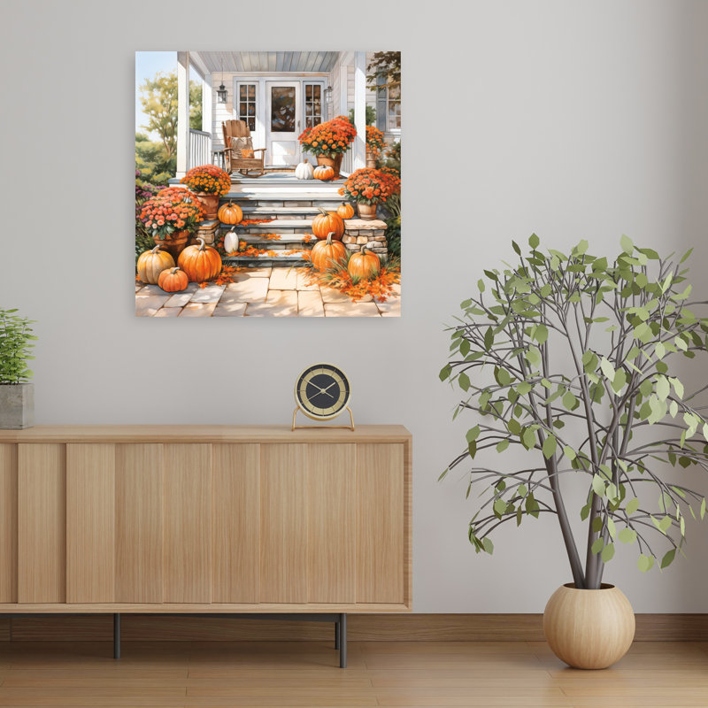 Art mural abstrait d'automne, 32" H x 32" W