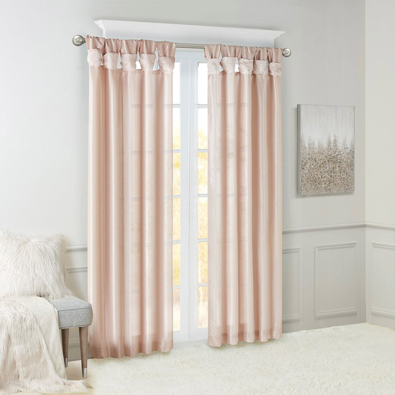 Panneau de rideau de fenêtre Twist Tab, L 50,13 po x L 180,16 po, Blush