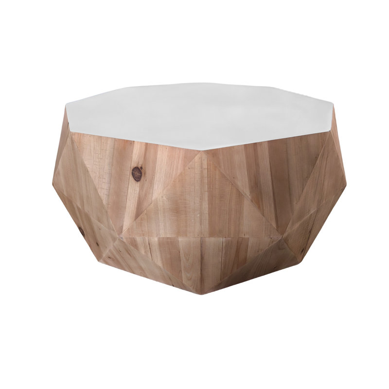 38"Three-Dimensional Embossed Pattern Design American Retro Style Coffee Table,White Tabletop(Same SKU:W757102838, W757P151417, W757P305010)