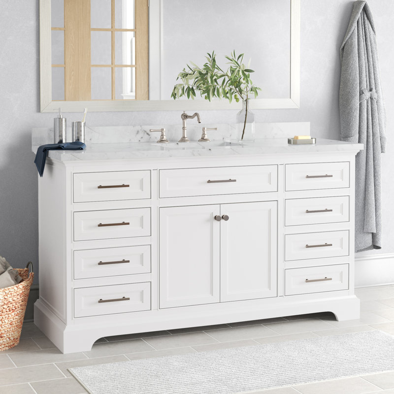 Ensemble de meuble-lavabo simple 60 po Currahee, Blanc / nickel brossé