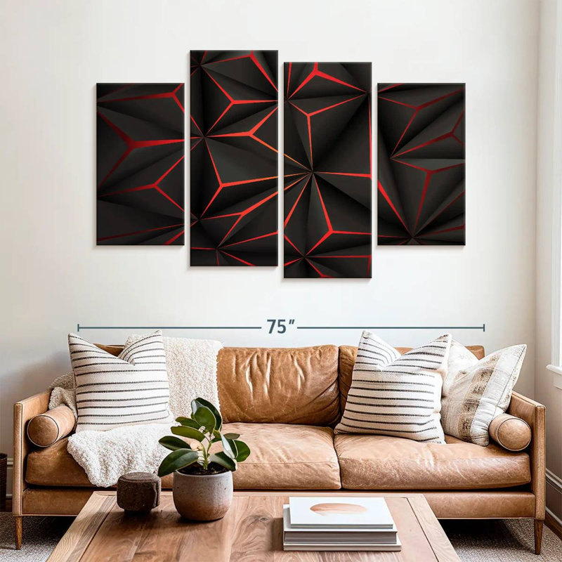Avery Black And Red Abstract, 42" H x 68" W