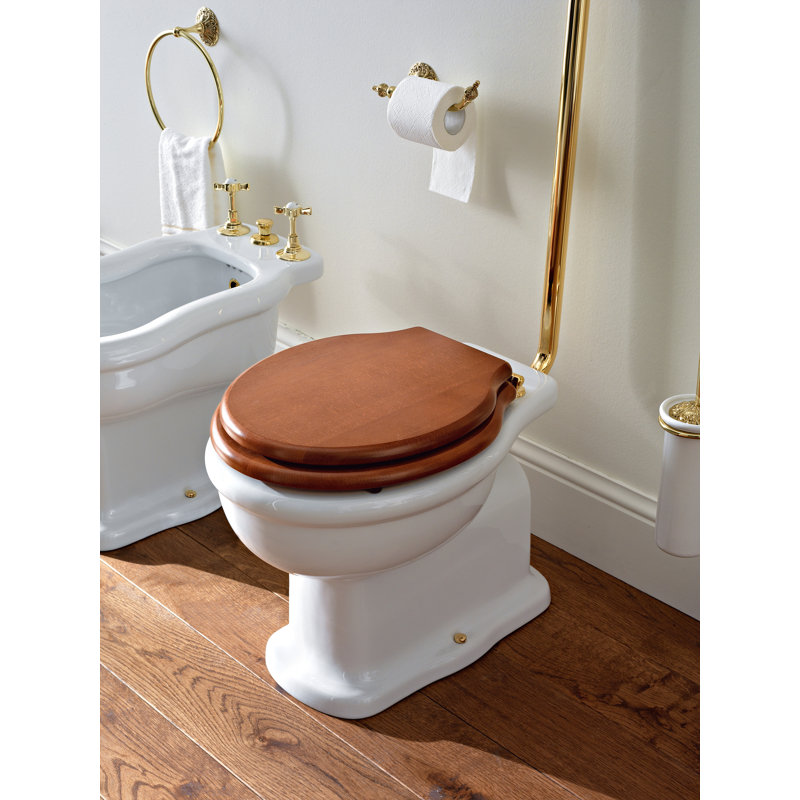 Stained Beech Hinges Elongated Standard Toilet Seat