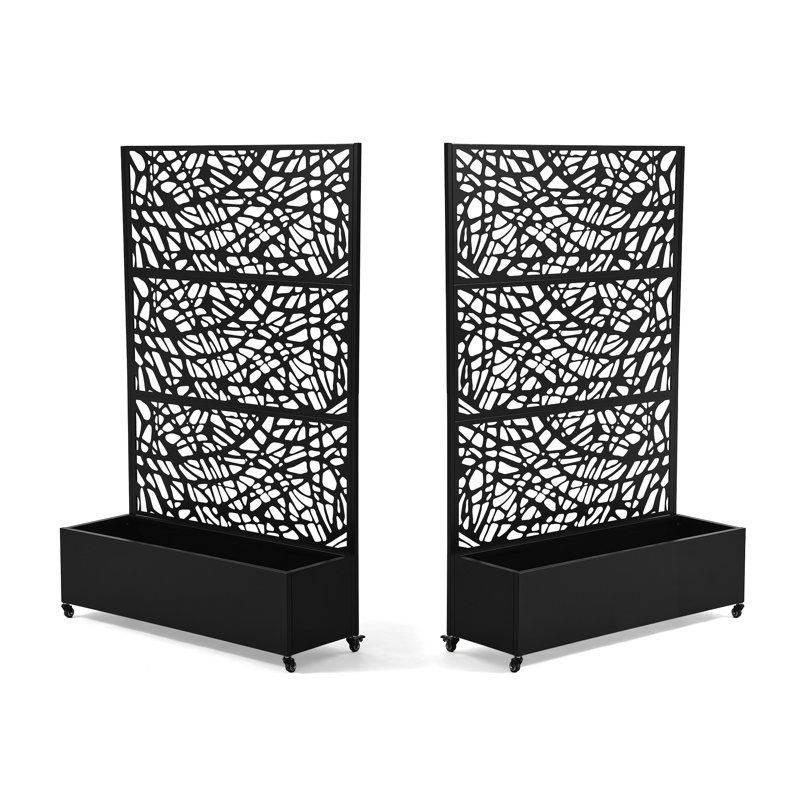 Boîte à fleurs en métal avec treillis et roues Knox, 70.8" H x 47.2" W x 15.7" D