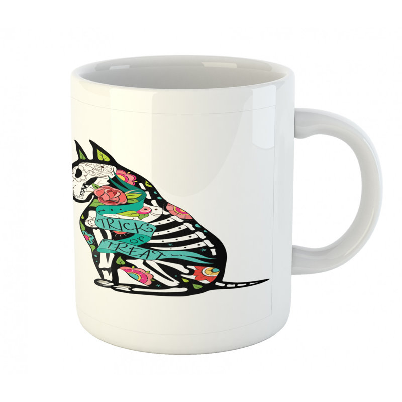 Grande tasse à café demon de fleurs squelettes