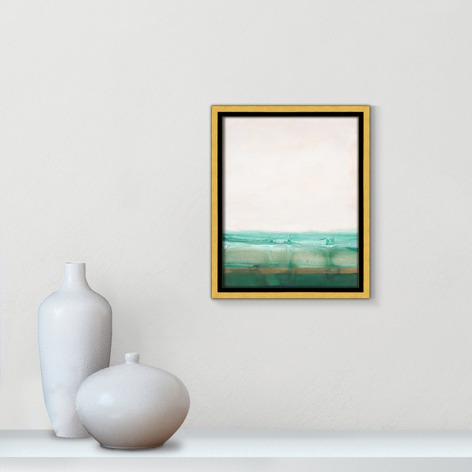 Emerald Shores by Filippo Ioco - Painting Print, Gold Framed Canvas, 11.5" H x 9.5" W x 2" D