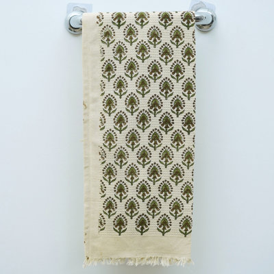 Essuie-mains à motif floral gaufré à motif floral - de haute qualité, doux et absorbant pour votre maison «Gurukul», vert