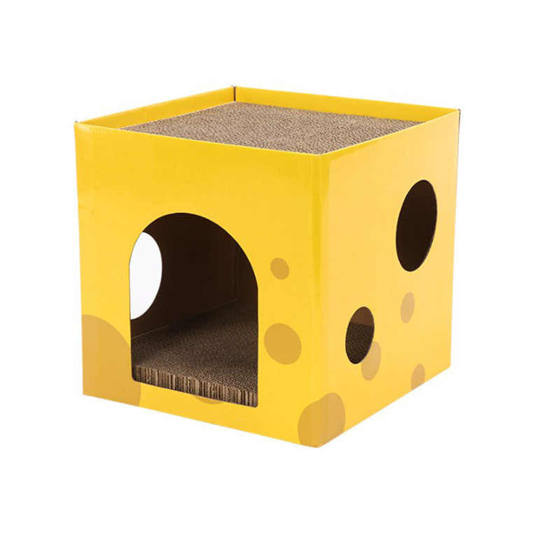 Lit à gratter intégré pour litière à fromage 11,8 x 11,8 x 11,8 po, orange