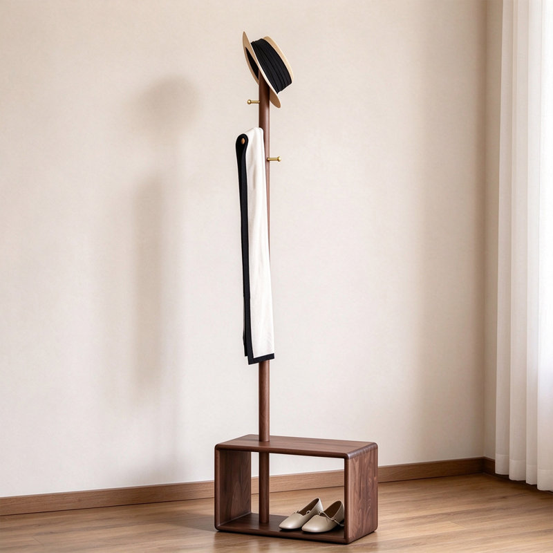 Portemanteau avec rangement en noyer noir