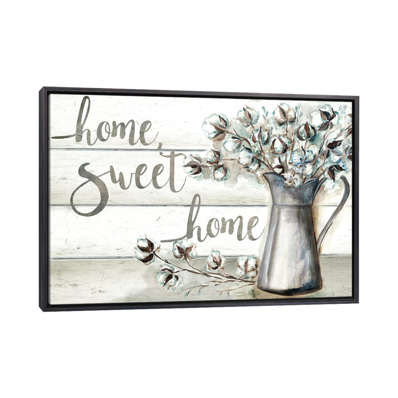 " Farmhouse Cotton Home Sweet Home " by Tre Sorelle Studios, 26" H x 40" W x 1.5" D, Distressed Black Floater Framed