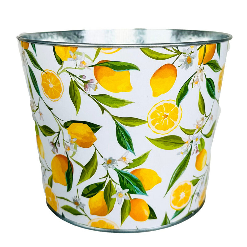 Lemon Branches Metal Planter, 5" H x 6.5" W x 6.5" D