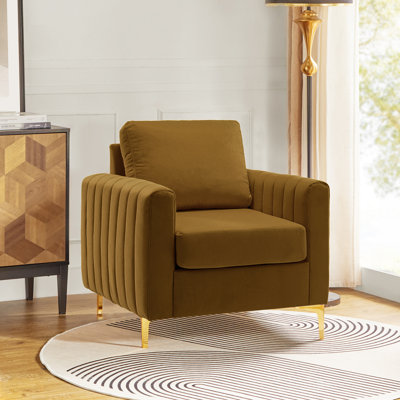 Fauteuil club capitonné en velours Cedarpoint