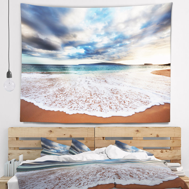 Tapisserie «Seascape Deep Seashore» avec nuages et vagues, H 50 po x l 60 po