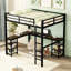 Metal Loft Bed With Desk And Precautions - Bedroom Black Shelves Utilize Space Fully,