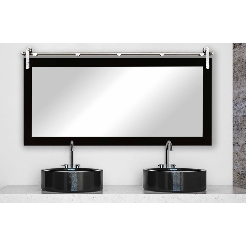 Karlyn Engineered Wood Flat Mirror, 30.5 x 63.5, Black