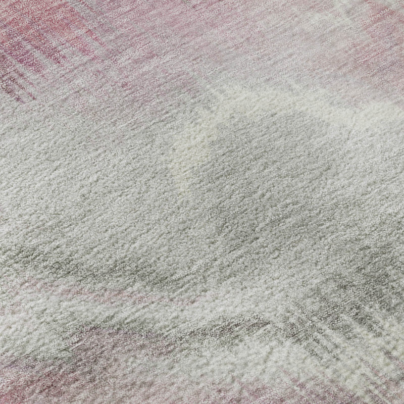 Premium Machine Washable Mayfield AMF2258 Swirls Rug, Blush, 8' Round