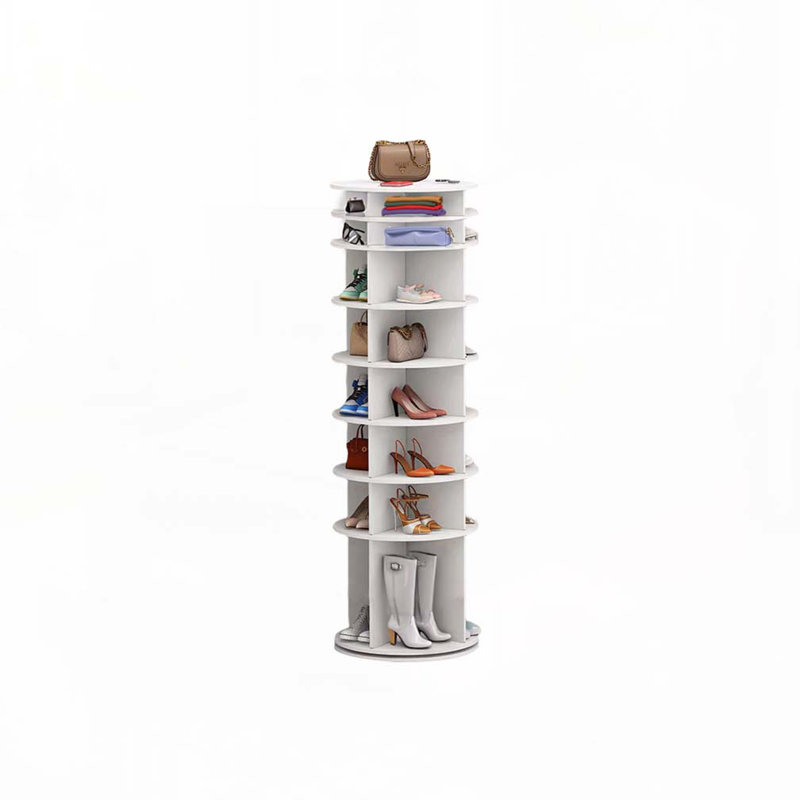 Étagère à chaussures rotative à 8 niveaux, présentoir à chaussures tournantes, organisateur de chaussures, carrousel rond de rangement pour chaussures 360, organisation de placard à chaussures à rotation verticale (BLANC)