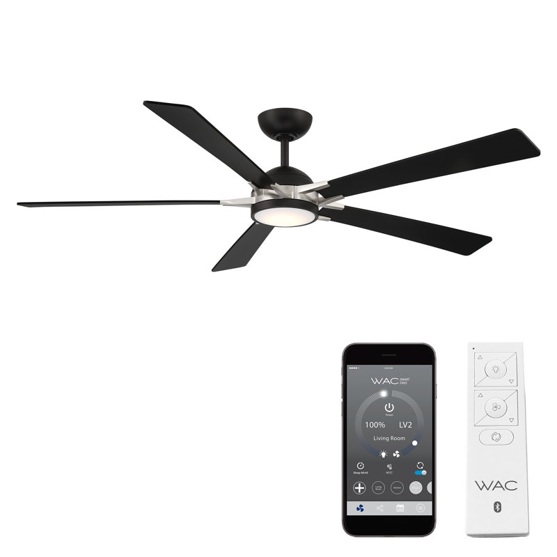 Rotary Smart LED Downrod Ceiling Fan, Silver