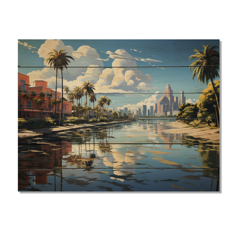 Miami Sunshines State I sur impression sur bois, H 30 po x l 40 po x P 0,78 po