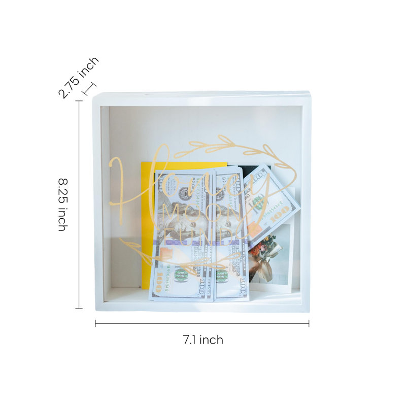 Honey Moon Fund Box And Card Rustic Box,Gift Card Box,White Wedding Box,Shadow Box