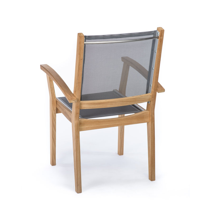 Chaise de patio empilable en teck Barbados, gris
