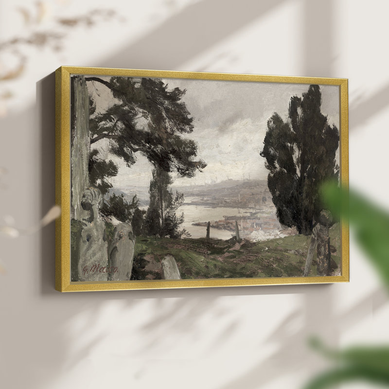Paysages rétro-CDLxxxi - reproduction encadrée - réaménageable, H 16 po x l 20 po, Doré
