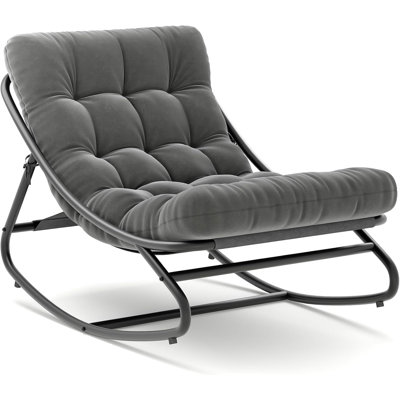 Chaise berçante Papasan, salon d'extérieur avec assise rembourrée, structure en métal, patio et salon, adulte