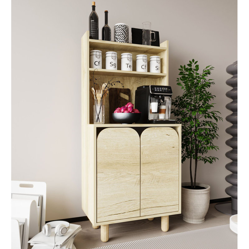 Multi-Purpose Cabinet with Numerous Shelves, Sapphire Oak, 27.6 x 61.0 x 15.7 inches | 100% Melamine Coated Chipboard | Sturdy Wooden Legs (5.9 inches) | Wall-Mountable, Modern Scandinavian Design for Home & Office