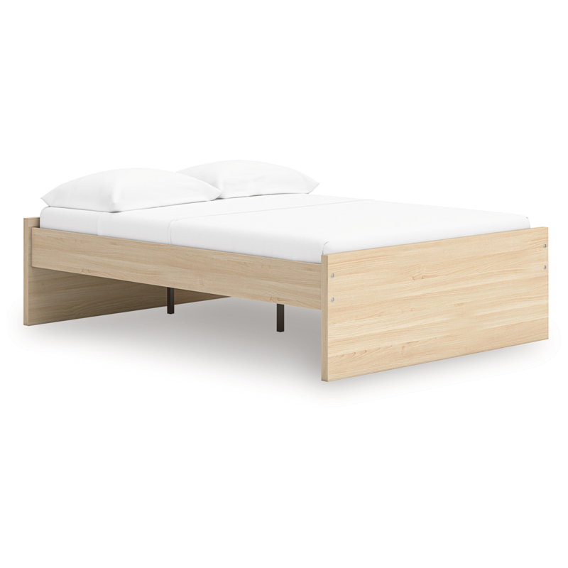 Lit plateforme double Dunagan, Beige, Lit double