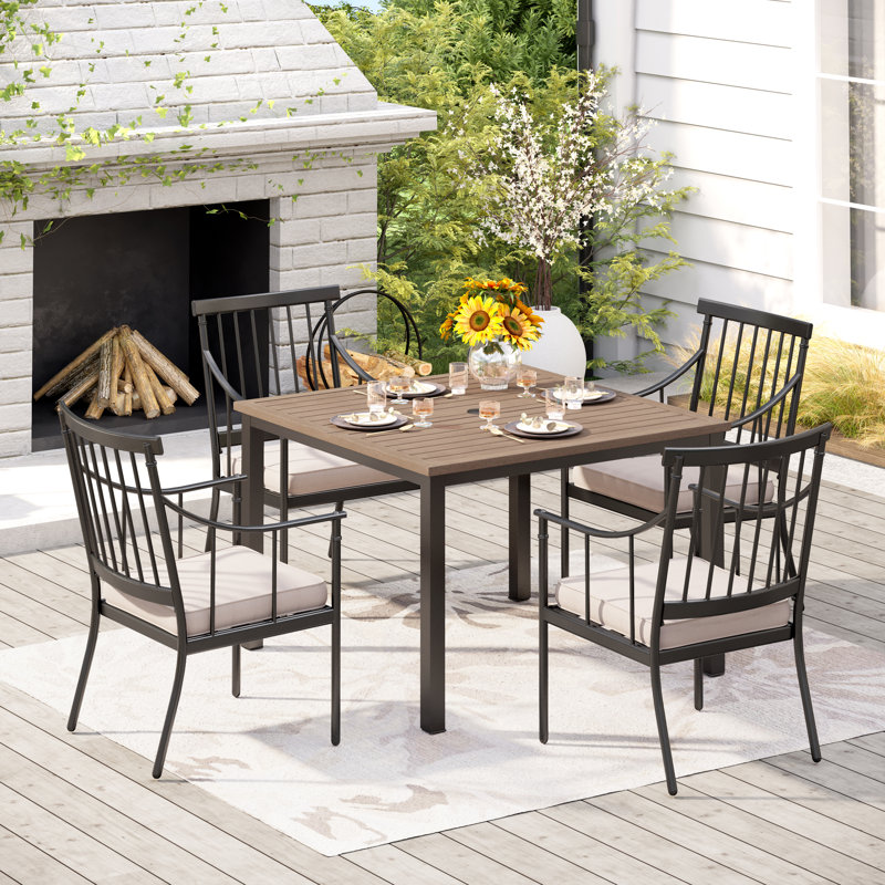Texian 4 - Person Patio Dining Set with Square Table , Cushions Included
