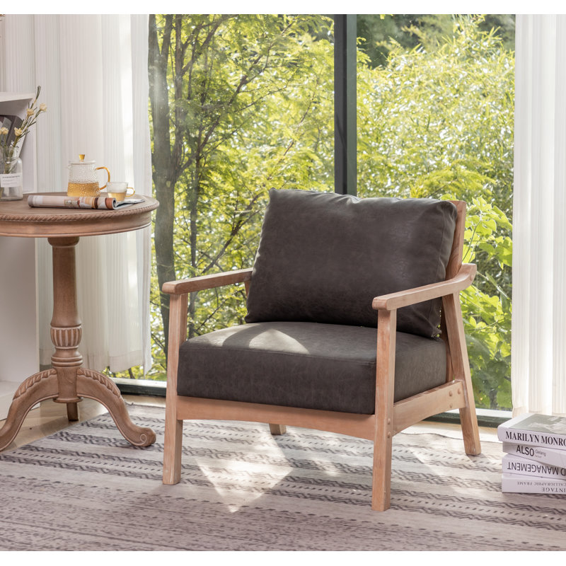 Marnisha Faux Leather Armchair, Vintage Charcoal Faux Leather