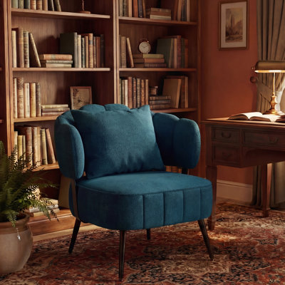 Fauteuil décoratif avec coussin d'assise à ressorts et housse, fauteuil de baignoire en chenille, fauteuil de canapé moderne et confortable, idéal pour la lecture dans les petites chambres