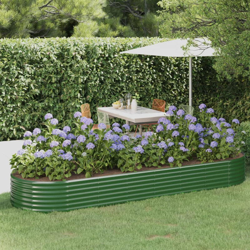 Garden Raised Bed Powder-coated Steel, green,, 36cm H x 322cm W x 100cm D