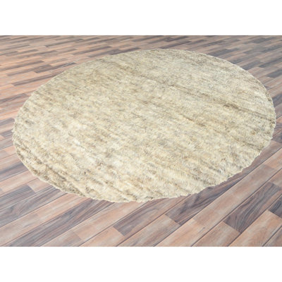 Tapis beige nouvel âge noué à la main de conception unique 13 pi 6 po x 13 pi 5 po Veno