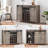 Farmhouse Wine Bar Cabinet with Sliding Barn Door 47 inch Kitchen Coffee Bar Cabinet with Wine and Glass Rack Storage Shelves Rustic Buffet Sideboard for Dining Room Living Room Kitchen Grey-123520518
