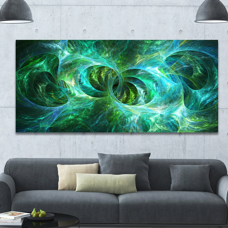 « blue fractal ornemented », impression sur toile tendue, H 28 po x l 60 po x P 1,5 po