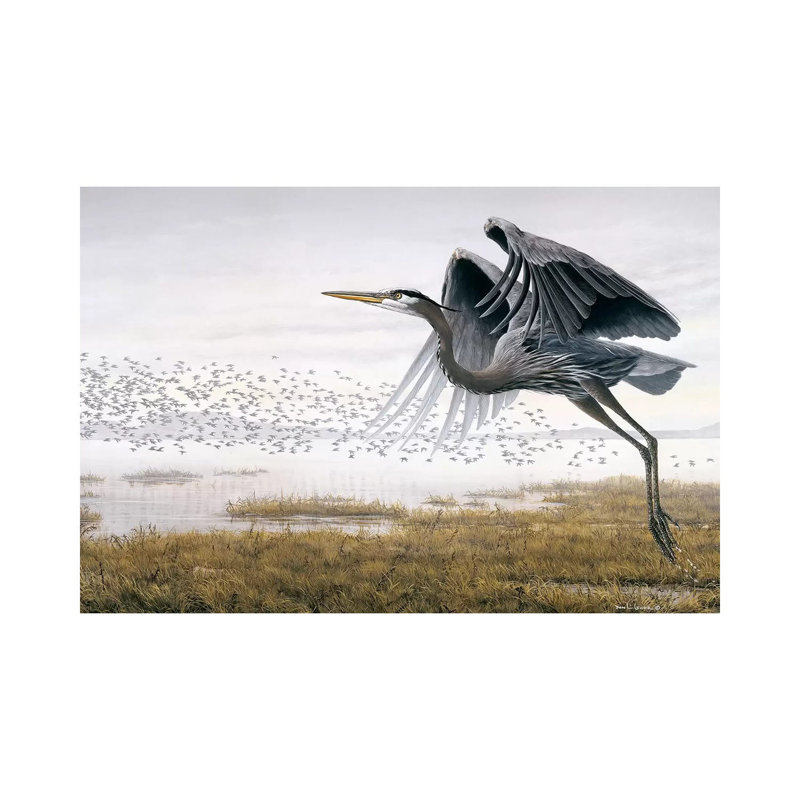 Heron Sandpipers by Don Li-Leger - Wrapped Canvas Painting, 20.32 cm H x 30.48 cm W