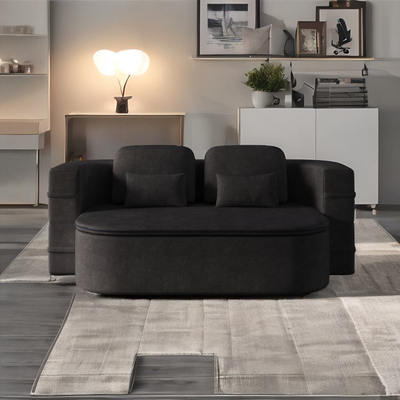 2-in-1 Foldable Sofa, Black