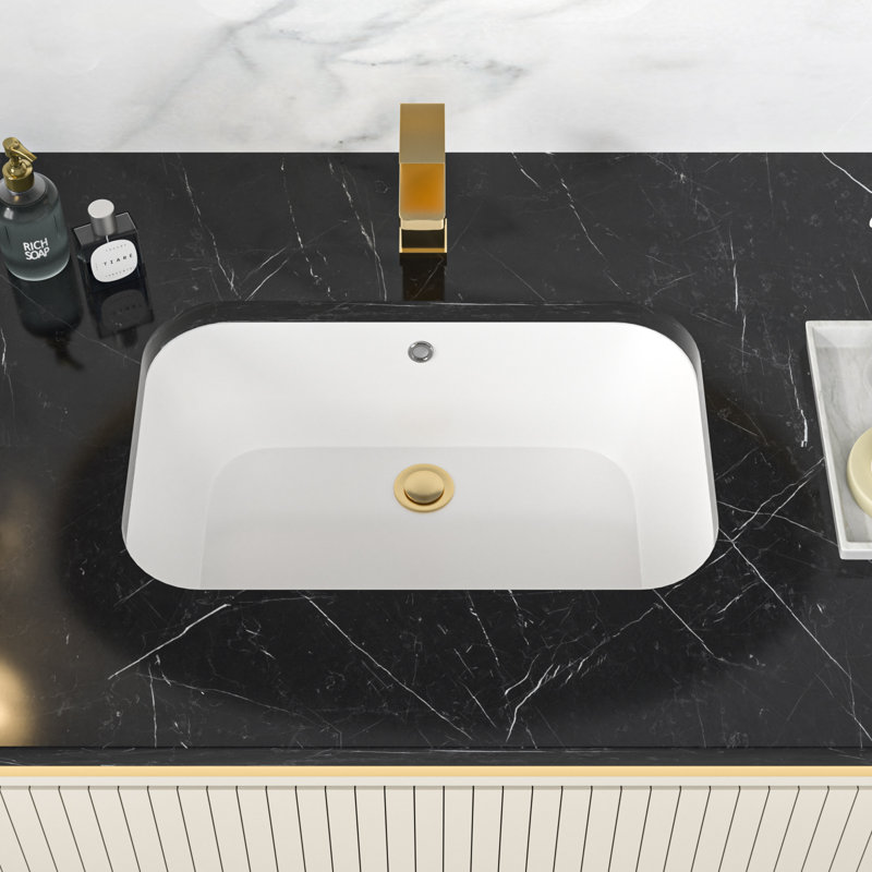 Lavabo de salle de bain rectangulaire encastré en céramique blanche avec trop-plein 22 po L x 15 po L 22 po