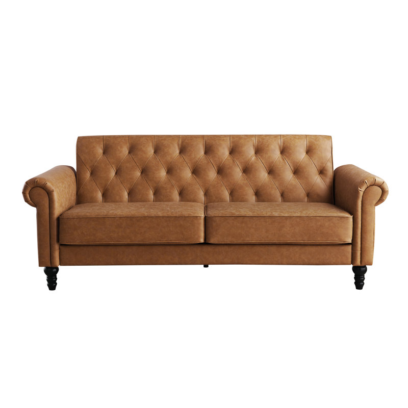 Lemoyne 3 Seater Faux Leather Sofa, Tan