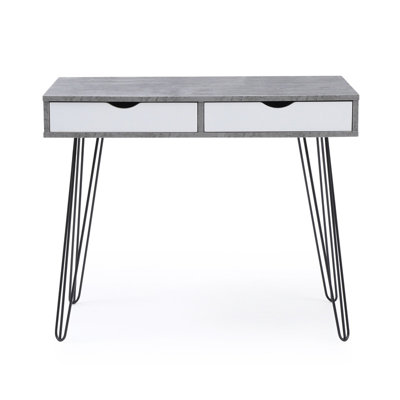 Retro Writing Desk with Drawers, Solid Hardwood Frame Home Office Computer Desk for Bedroom, Dorm & Study