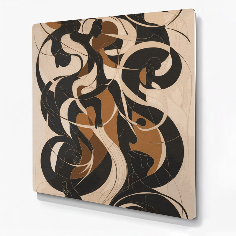 Art mural abstrait en métal beige 86, H 12 po x l 12 po