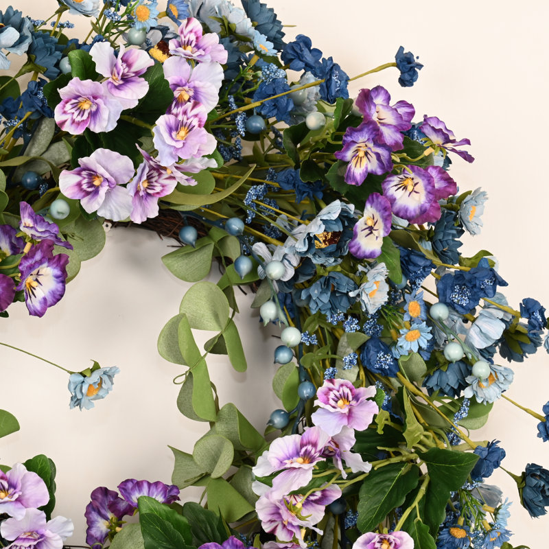 Couronne de porte 22 po, Mauve / Vert / Bleu