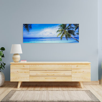 Ocean, Island, Water, Palm Trees, Maldives Abstract Palm Tree Ocean Seascape Wall Art
