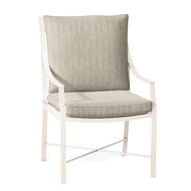 Monaco Patio Dining Armchair with Cushions, Slate Gray, Herringbone Sand, Welt
