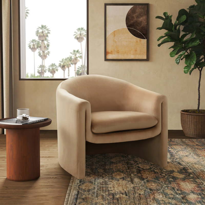 Fauteuil demi-tonneau 32,87 po Pollman, Velours brun clair