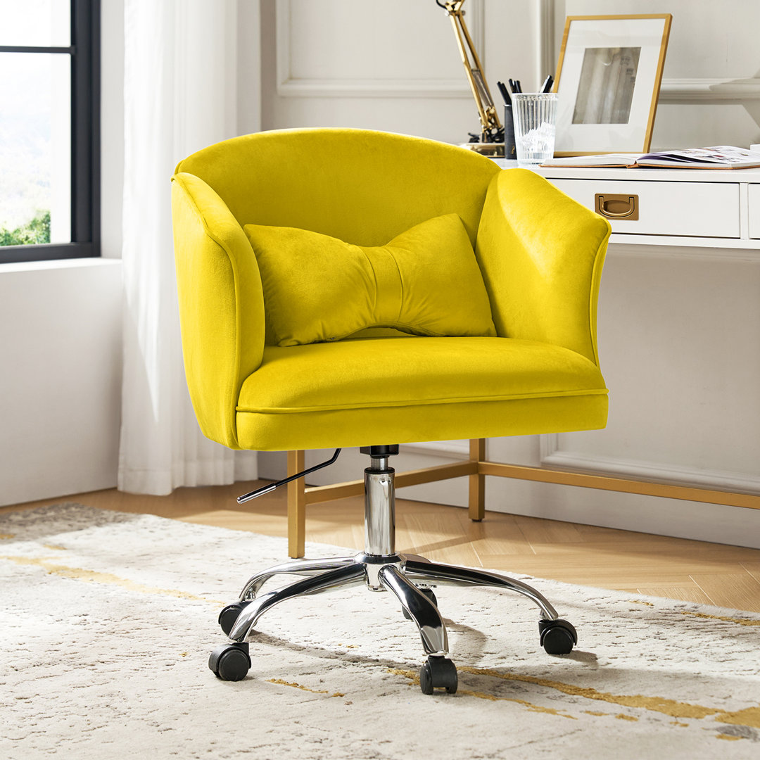 Milred 26.5'' W Velvet Office Chair with Lumbar Pillows Mercer41 Upholstery 